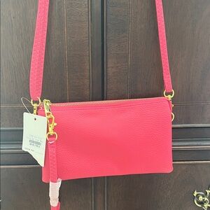 NWT Vibrant Pink vegan Leather Crossbody/wristlet
